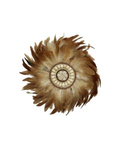 KR Ornament Feather Brown Round Wall Decor