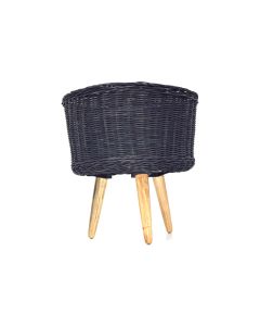Planter Rattan with Stand - Black