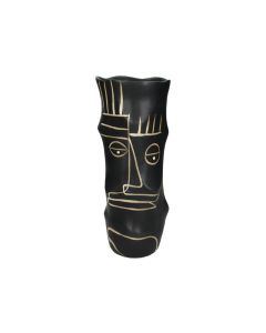 KR Vase Face Fine Earthenware Black