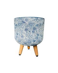 HE Liva Cylinder Pot With Wood Feet
