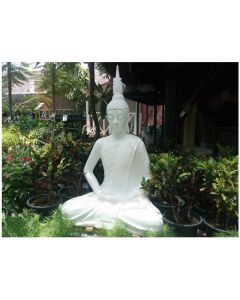 Buddha Sitting Resin White | Garden Statue