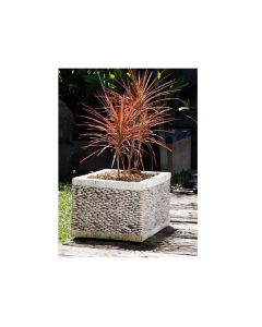 LO Martin Square Stone Pot White Casting Cement Pebbles