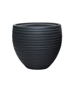TKE Polystone Round Pot Matte Black - Large