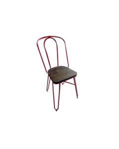 Wood Metal Dining Chair Red