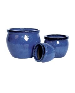 MG Glazed Delta Rim Blue Ceramic Pot S