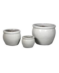 MG Glazed Delta Rim White Ceramic Pot S