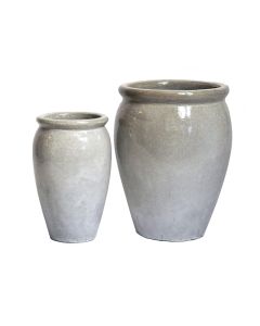 MG Glazed Delta Stretched Pot - White - 40 cm