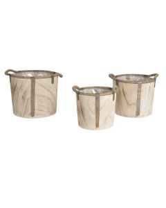 MG Loxley Round Pot Wooden Small