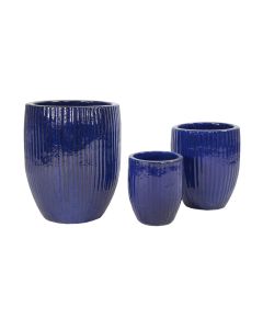 MG Portly Tall Egg Rib Falling Blue Ceramic S
