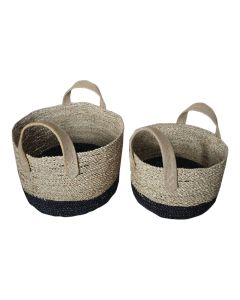 Seagrass Round Basket with Handle Large - 43x24cm Sold per Piece