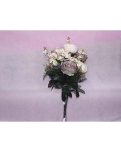 Peony Bunch - Artificial Flowers - Cream/Grey Mix