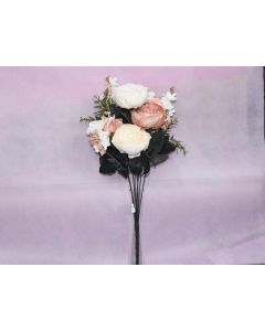 Peony Bunch - Artificial Flowers - Cream/Orange Mix