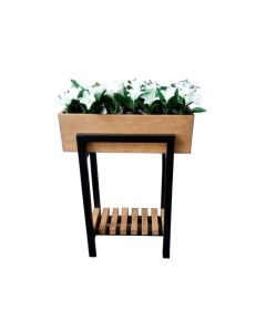 Custom Made Planter Box with Shelf - Wooden Box with Wooden Legs Black