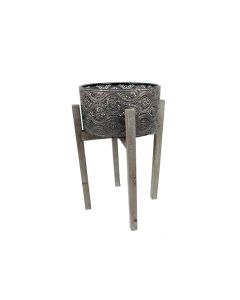 Metal Planter Wood Stand