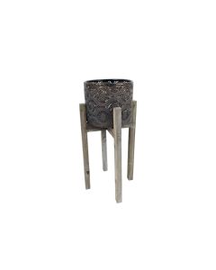 Metal Planter Wood Stand