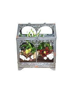 HOF Plant Arrangement in Mini House Planter Metal