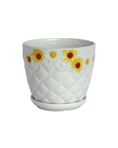 QG Ceramic Pot - White Design Medium