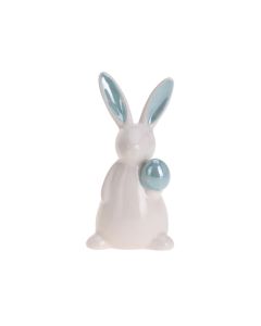 Porcelain Rabbit Holding Egg 12cm.