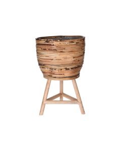 KI Rattan Flower Pot with Stand Natural