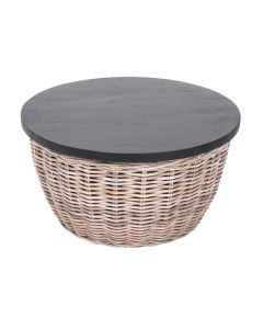 Coffee Table Natural Round Top with Storage