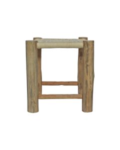 Wooden Legs Stool with Braided Cotton Seat