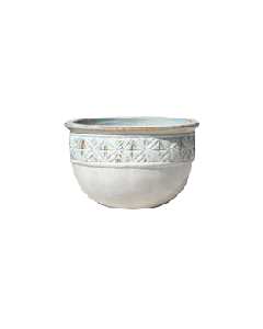 TH Round Pot With Decord Creamy White L