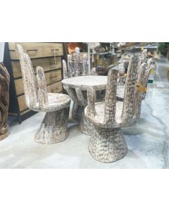 Hand Chair & Table Set Whitewash