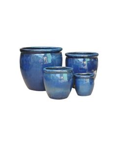 TK Glazed Ceramic Pot Aqua Blue Large