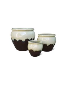 TK Glazed Ceramic Pot Falling Cream L