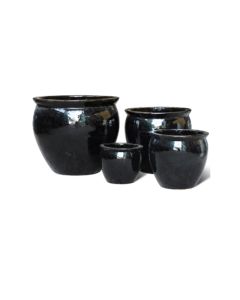 TK Glazed Ceramic Pot Glossy Black L