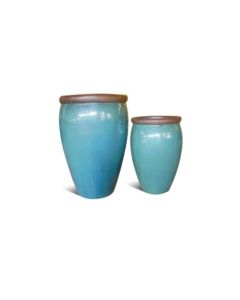 TK Glazed Tall Ceramic Pot Jade Green L