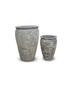 TK Glazed Tall Ceramic Pot Mottle Brown Large