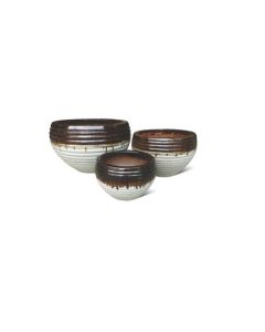 Glazed Ceramic Pot Brown/White Large 56cm Dia - Sold per piece