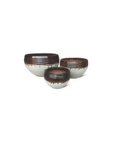 Glazed Ceramic Pot Brown/White Medium 42cm Dia - Sold per piece