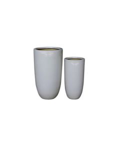 TK SC Tall Ceramic Round Pot White L