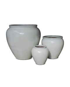 TKE Glazed Ceramic Egg Pot Small Cream White