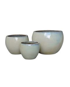 TKE Glazed Ceramic Round Pot Cream Medium