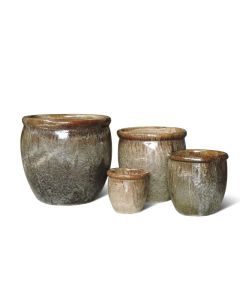 TKE Glazed Ceramic Round Pot Extra Small Misty Brown