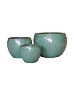 TKE Glazed Ceramic Round Pot Jade Green Small