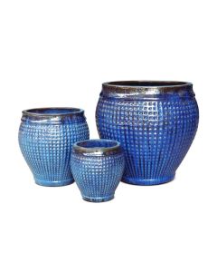 TKE Glazed Ceramic Round Pot Small Aqua Blue