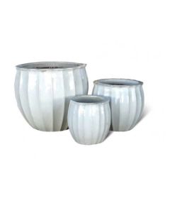 TKE Glazed Ceramic Round Pot White Small