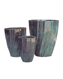 TKE Glazed Ceramic Tall Pot Misty Green Small