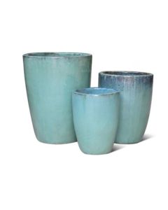 TKE Glazed Ceramic Tall Pot- Small Jade Green