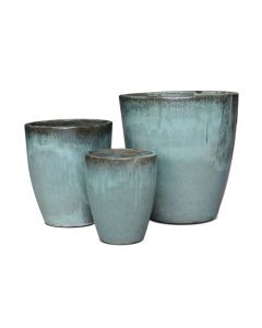 TKE Glazed Ceramic Tall Pot Small Misty Green