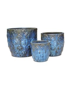 TKE Glzd Crmc Pot Aqua Blue Large
