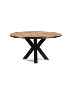 Wooden Round Top and Metal Legs Dining Table