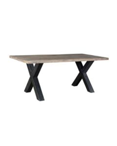 Wooden Top Dining Table with X-design Metal Legs
