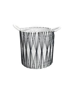 Small Seagrass Basket Round White-Black 36cm
