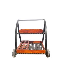 JD Wine Trolly -  Iron & Wood