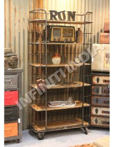 IF Iron Wooden Wiremesh Shelf